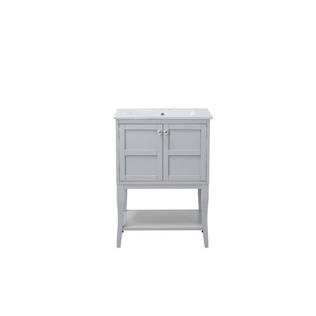 ELEGANT DECOR 2 Doors Cabinet 24 In. X 18 In. X 34 In. In Grey VF2101